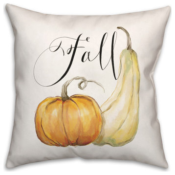 Fall Pumpkin and Gourd 16x16 Spun Poly Pillow