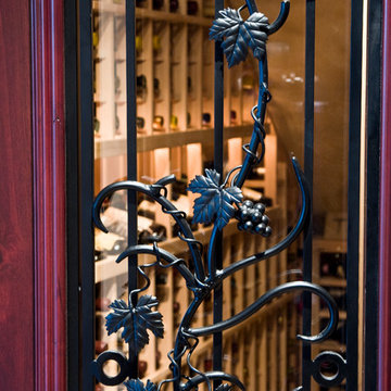 Decorative Wrought Iron on Wine Cellar Door