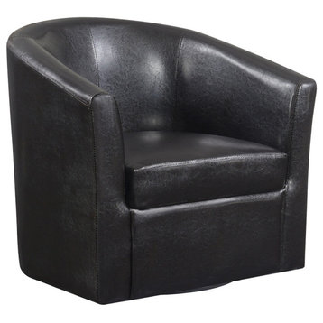 Leatherette Upholstery Accent Swivel Chair, Dark Brown
