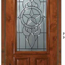 Pre-hung Exterior Single Door 80 Alder Brazos 2 Panel Arch Lite Glass - Front Doors
