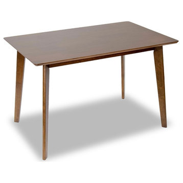 Casey Mid-Century Modern Solid Wood Walnut Dining Table, 47"