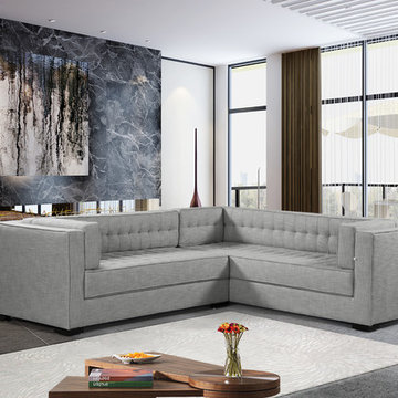 Chic Home Lorenzo Left Facing Sectional Sofa, Platinum Linen