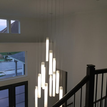 CUSTOM ART DESIGNER LIGHTING, CONTEMPORARY LED CHANDELIER WHITE CANDLES by GALIL