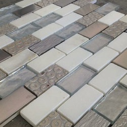 Picture White and Stainless Brick Joint 1 x 2 - Tile