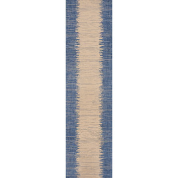 Tavira Modern Strie' Area Rug, Blue/Beige, 2 X 10