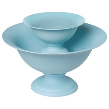 Color Clay Porcelain Footed Planter, Light Blue, 15"