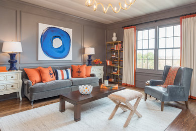 This is an example of a transitional family room in St Louis.