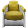 Brancaster Accent Chair, Yellow Top Grain Leather and Aluminum