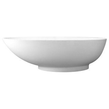 70 inch Stone Resin Solid Surface Egg Shape Freestanding Bathtub in White