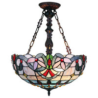 CHLOE Lighting GRENVILLE Victorian Tiffany-Style Dark Bronze 2 Light Inverted Ceiling Pendant 18