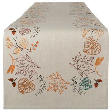 DII Autumn Leaves Embellished Table Runner