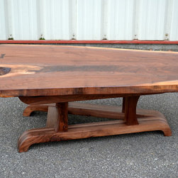 Live Edge Walnut Coffee Table with Tapered Base - Coffee Tables