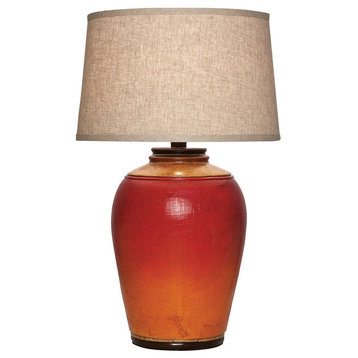 Tuscan Table Lamp With Shade, Light Red Wood