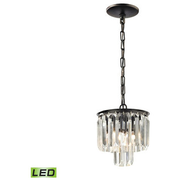 ELK Lighting Palacial 1-Light 9" Mini Pendant, Bronze/Crystal, LED, 15224-1-LED
