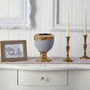 9.25" Regal Stone Urn With Gold Accents
