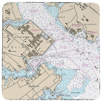 Annapolis - USNA, MD Nautical Map Coaster - 3 Sets of 4 (12 Total) Set of 4