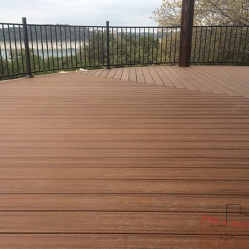 Curved Trex Tiki Torch Deck and Cedar Pergola