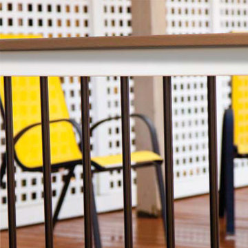 White Deck Top Deck Railing Kit with Round Aluminum Balusters