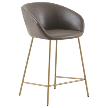 Madison Park Barrel Style Dusty Brown With Gold Legs Counter Stool