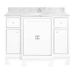 Worlds Away Alice White Lacquer Bath Vanity, Nickel - Bathroom Vanities And Sink Consoles