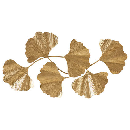 Martha Stewart Faye Gold Foil Metal Ginkgo Leaf Wall Decor