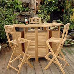 Teak Foldable Bar Table - Indoor Pub And Bistro Tables