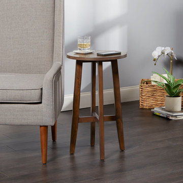 Bella Round Accent Table, Dark Brown