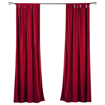 Lined-Burgundy Tab Top  Velvet Curtain / Drape / Panel   - 43W x 84L - Piece