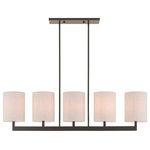 Livex Lighting - Livex Lighting Hayworth Bronze Light Linear Chandelier - Raise the style bar with a designer linear chandelier in a handsome and versatile contemporary manner. This five light linear chandelier comes in a bronze finish with round oatmeal fabric hardback shade.