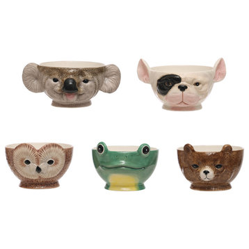 5 pieces Ceramic Animal Shaped Bowls, Various Sizes, Multicolor, Set of 5
