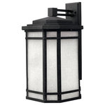 Hinkley - Hinkley Cherry Creek 1275VK Large Wall Mount Lantern, Vintage Black - Cherry Creek's modern take on the popular Arts & Crafts style has a timeless appeal. The cast aluminum construction is enhanced by the warmth of the finish and the vintage-looking white linen glass.