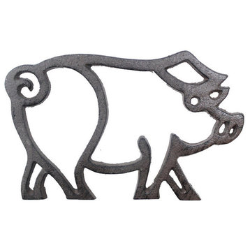 Cast Iron Pig Shaped Trivet 8"- Decorative Cast Iron, Animal Trivet