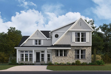 Inspiration for a large coastal white house exterior remodel