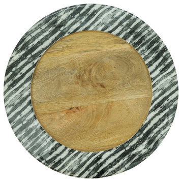 Stripe Rim Design Table Charger, Set of 4, Black, 13"