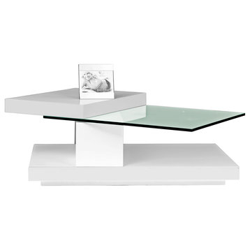 Hi-Gloss Coffee Table With Swivel Tops, White