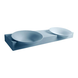 ADM Bathroom Design - ADM Double Circular Wall Mounted Sink, White, 55", Matte White - Bathroom Sinks