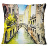 Canal in Venice Cityscape Throw Pillow, 18"x18"