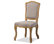Chateauneuf Weathered Oak Upholstered Dining Side Chair, Beige