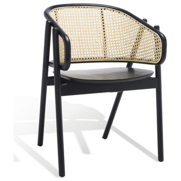 Safavieh Couture Emmy Rattan Back Dining Chair, Black/Natural