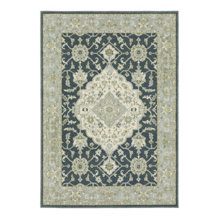 Safavieh Lavar Kerman Lvk620a Cream / Navy Rug 9' x 12