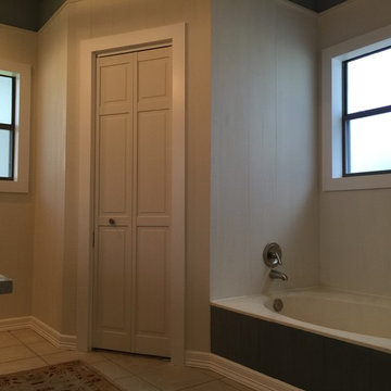 Coastal Farmhouse. I think I officially live for re-doing 80's master bathrooms.