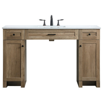 54" ADA Compliant Bathroom Vanity, Natural Oak