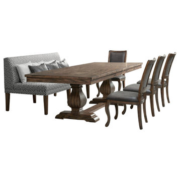 Picket House Hayward 6 Piece Dining Set Table, 4 Chairs and Settee