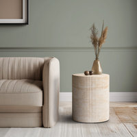 Studio London Maru Modern Travertine Effect Side Table for Stylish Home