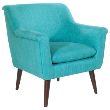 Dane Accent Chair, Turquoise fabric With a Dark Coffee Finish Legs