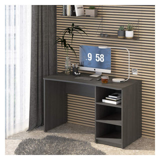 Techni Mobili Modern Style Industrial Writing Desk with Storage, Grey