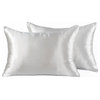 Luxury Silk-Cotton Blend Pillowcase Set of 2, 20'' x 36'', Grey