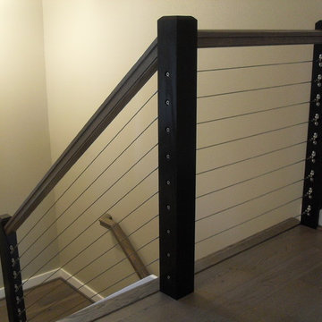 Stair rake & Guard rail  Cable and wood newels