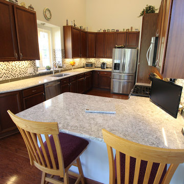 Kitchen Update with Gray Quartz Countertops and Tile Backsplash ~ Strongsville