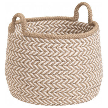 Colonial Mills Basket Preve Basket, Taupe/White, 12"x12"x12"